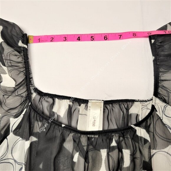 SEXY black white sheer short sleeve blouse top size M - Picture 8 of 14